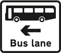 Bus lane on the road at the junction ahead