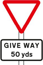 Distance to the give-way line ahead