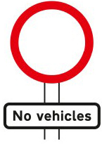No vehicles except bicycles being pushed