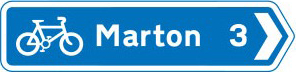 Cycle route direction sign