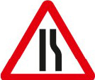 Road narrows on one side
