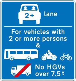 Vehicles permitted to use a 2+ lane